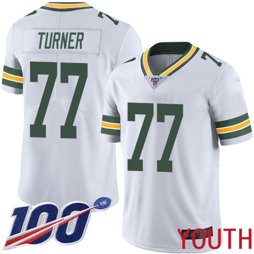 Green Bay Packers Limited White Youth #77 Turner Billy Road Jersey Nike NFL 100th Season Vapor Untouchable->youth nfl jersey->Youth Jersey